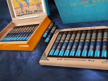 Wood Yellow & Blue Fuente The OpusX Society Cigar Humidor (20 Count)